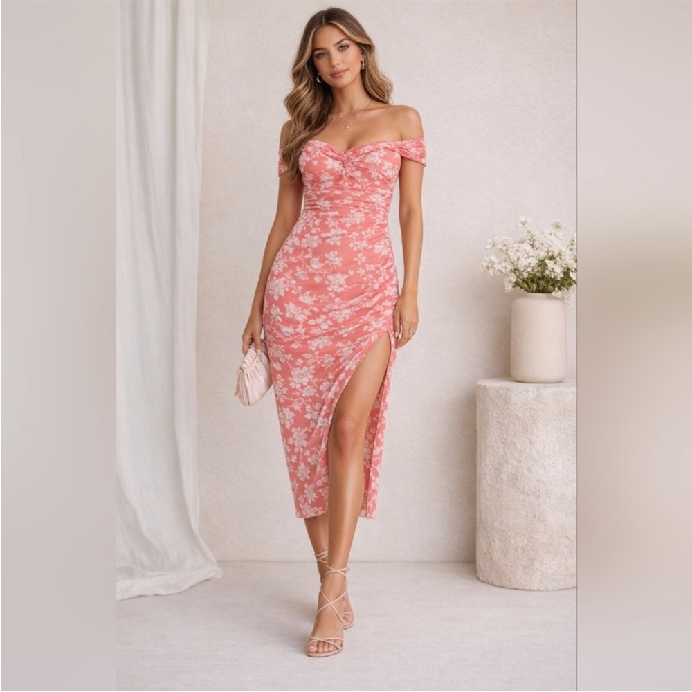Abercrombie and Fitch Floral Off the Shoulder Midi Dress